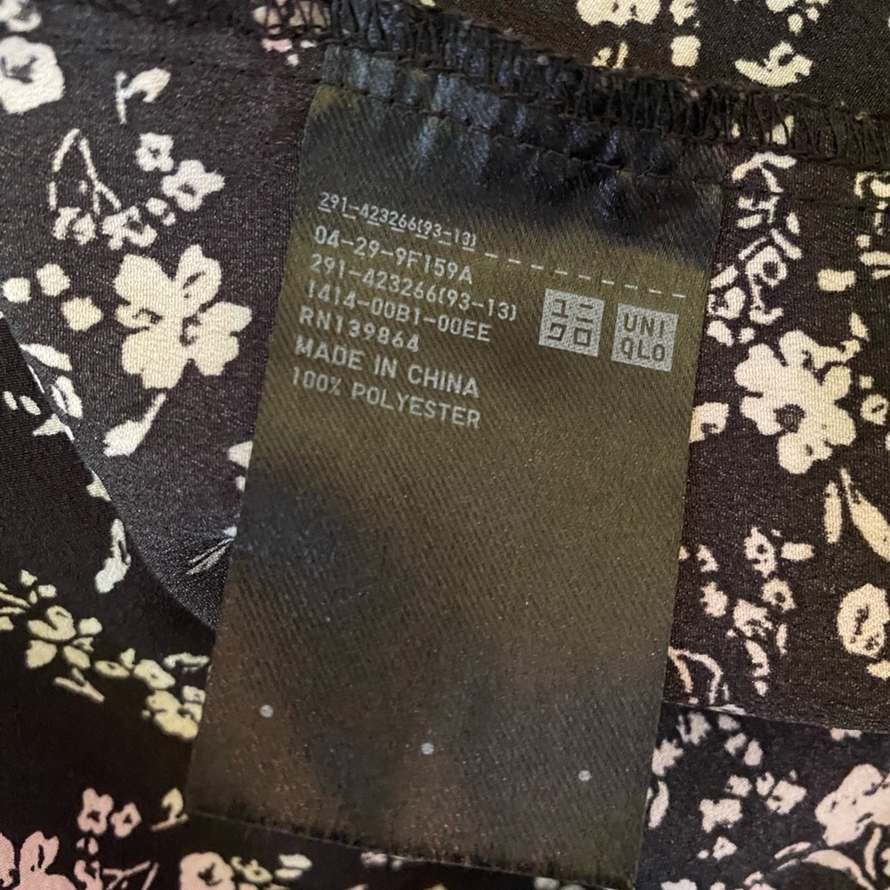 Uniqlo Floral Sleeveless Casual Black and White Dress Sz Large - Picture 7 of 7